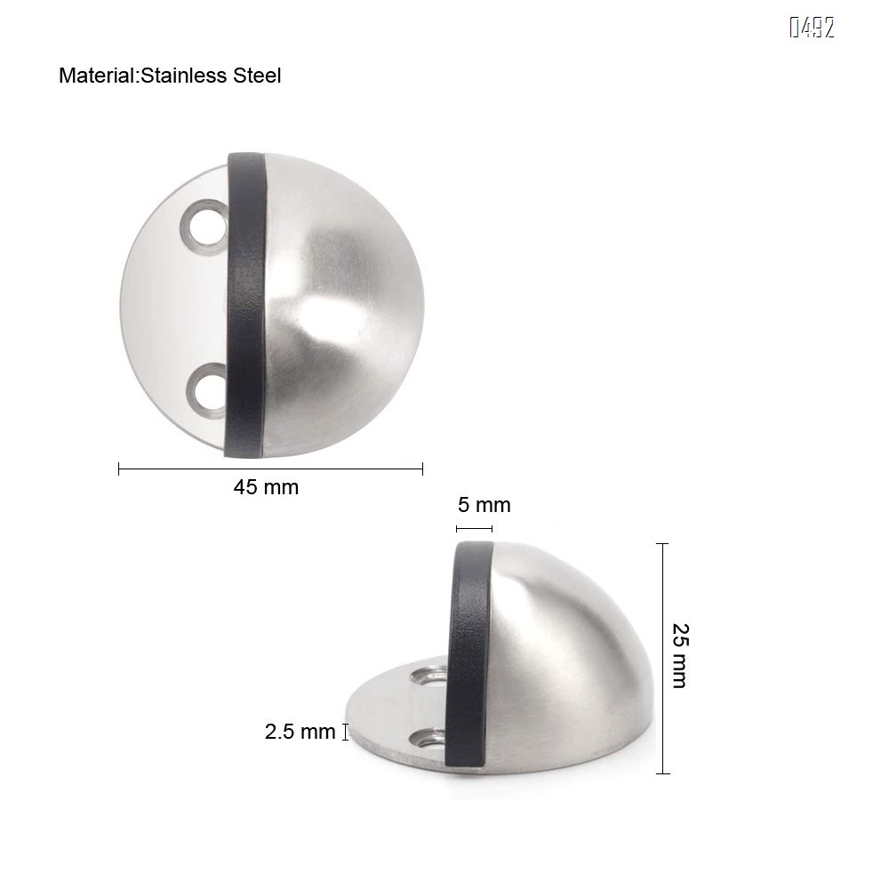 Gate Resistance, Dome Shaped Stainless Steel Brushed Satin Nickel Door Stop, Modern Soft-Catch Mute Door Holder Doorstop for Hotel Home Restaurant
