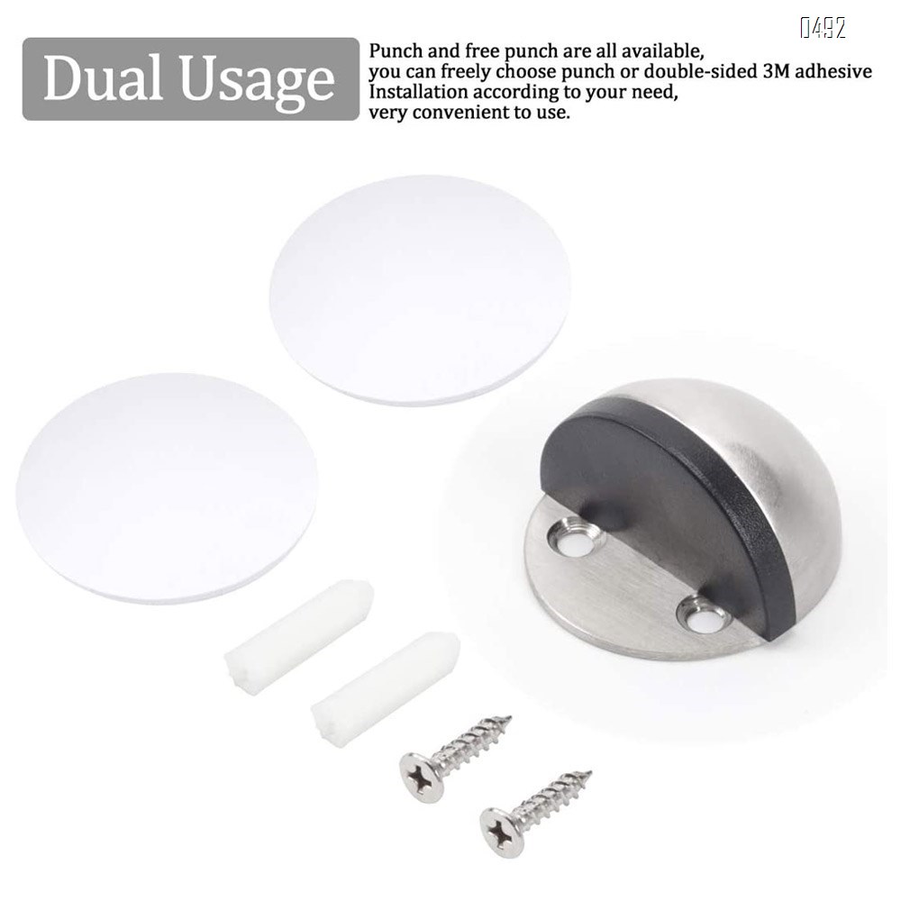 Gate Resistance, Dome Shaped Stainless Steel Brushed Satin Nickel Door Stop, Modern Soft-Catch Mute Door Holder Doorstop for Hotel Home Restaurant