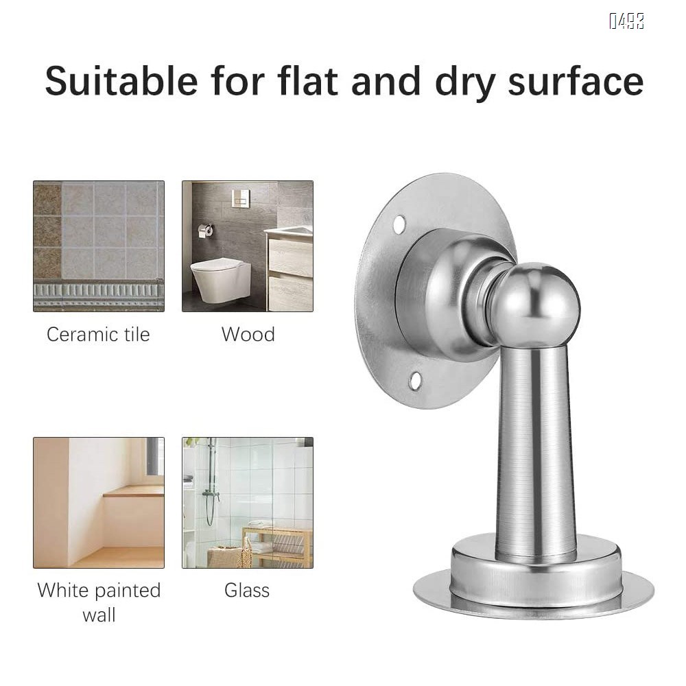 Door Stops Mute Collision Stainless Steel Magnetic Door Stops Double-Sided Adhesive Tape Without Drill And Mount Doorstop with Screws