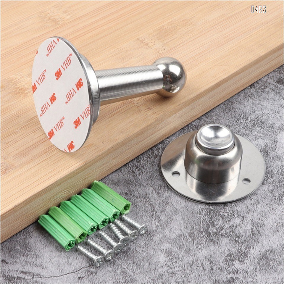 Door Stops Mute Collision Stainless Steel Magnetic Door Stops Double-Sided Adhesive Tape Without Drill And Mount Doorstop with Screws
