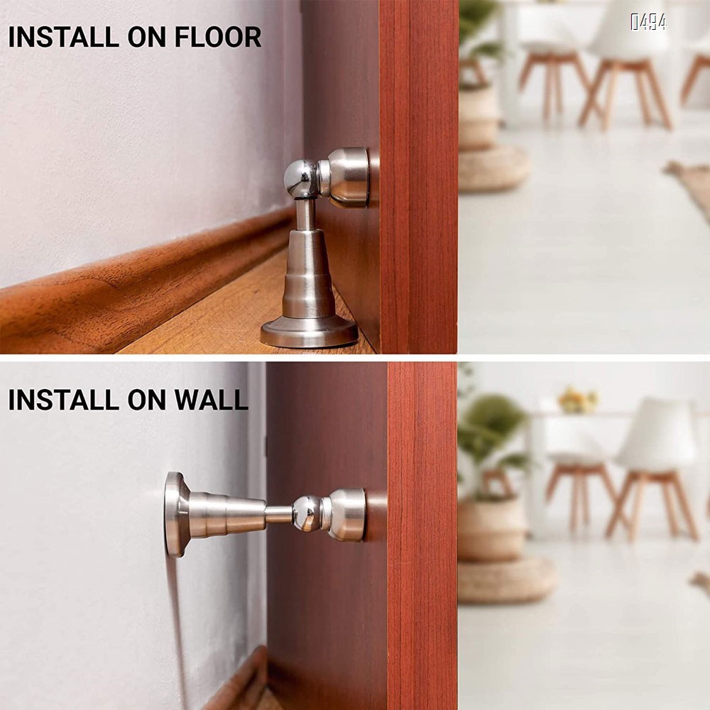 Magnetic Door Stop with Soft-Catch - Stainless Steel Brushed Magnetic Stopper, Chrome Heavy Duty Magnet,Hold Door Open with Solid Mental Magnets