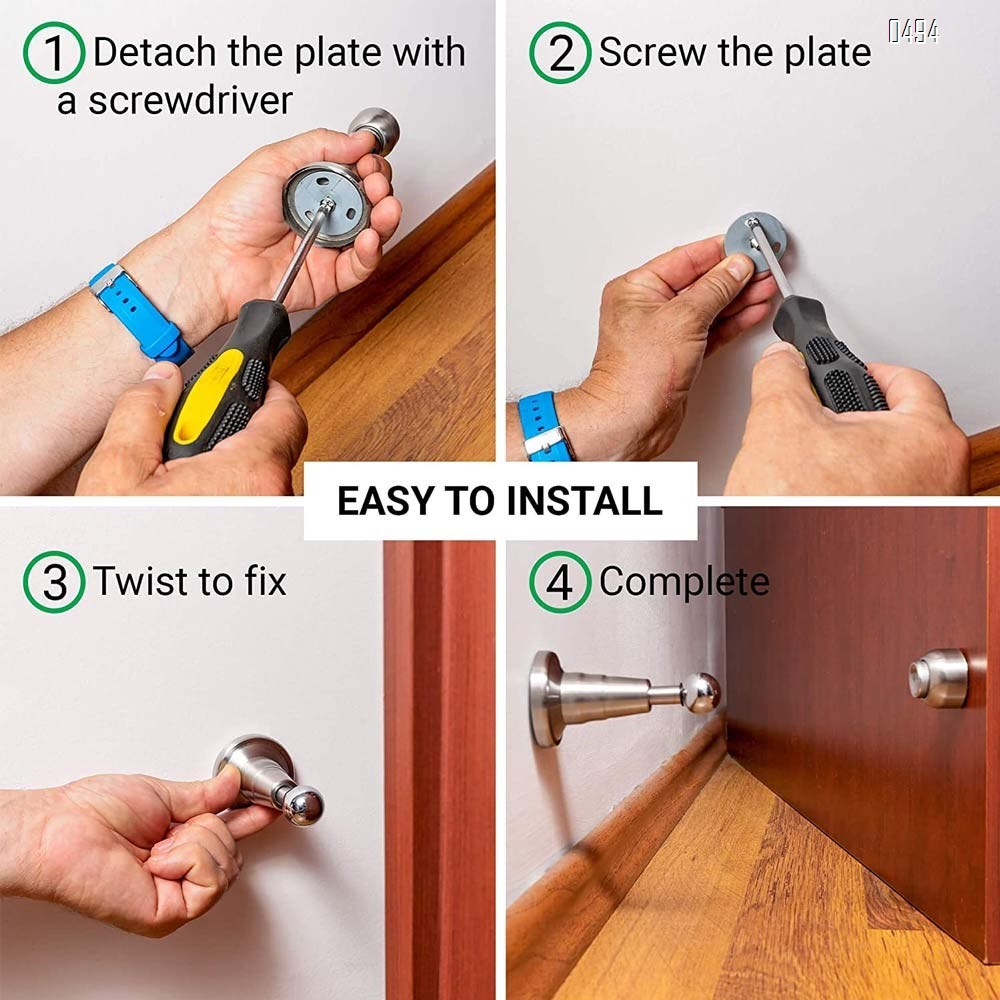 Magnetic Door Stop with Soft-Catch - Stainless Steel Brushed Magnetic Stopper, Chrome Heavy Duty Magnet,Hold Door Open with Solid Mental Magnets