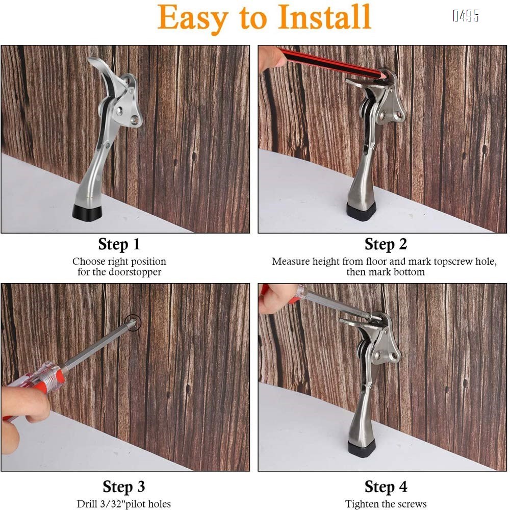 one Touch Door Stopper,Door Stop with a Height-Adjustable Rubber