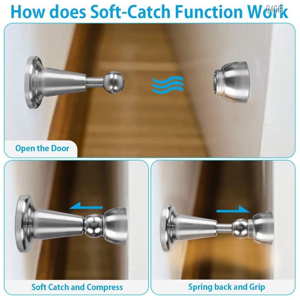 Door Stopper, Magnetic Door Stop, Soft-Catch Magnetic Door Catch, Door Hold Open, Stainless Steel, Brushed Satin Nickel Chrome, Hold Your Door Open Softly, Wall Mount