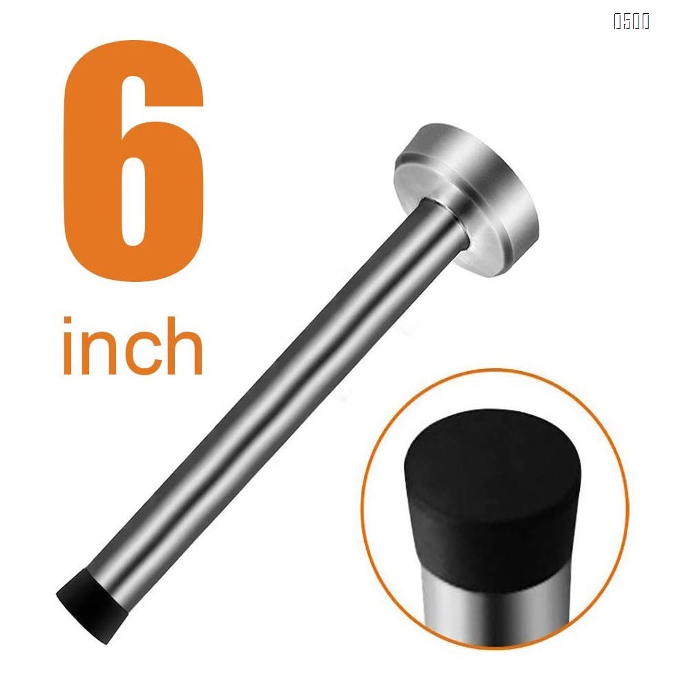 Door Stop, Long Door Stopper, 6 Inch Large Modern Brushed Metal Doorstop Door Holder with Mute Rubber Tip, Heavy Duty Commercial Stainless Steel Solid Doorstopper, Door Stopper Wall (Silver)