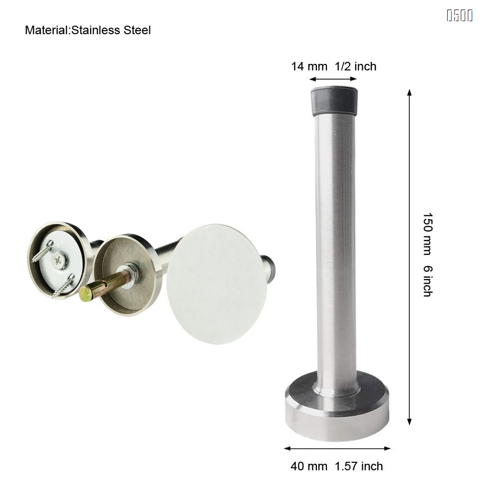 Door Stop, Long Door Stopper, 6 Inch Large Modern Brushed Metal Doorstop Door Holder with Mute Rubber Tip, Heavy Duty Commercial Stainless Steel Solid Doorstopper, Door Stopper Wall (Silver)