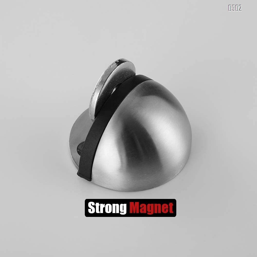 Magnetic Door Stopper, Floor Door Stop Stainless Steel Sound Dampening Bumper Wall Protetor , Brushed
