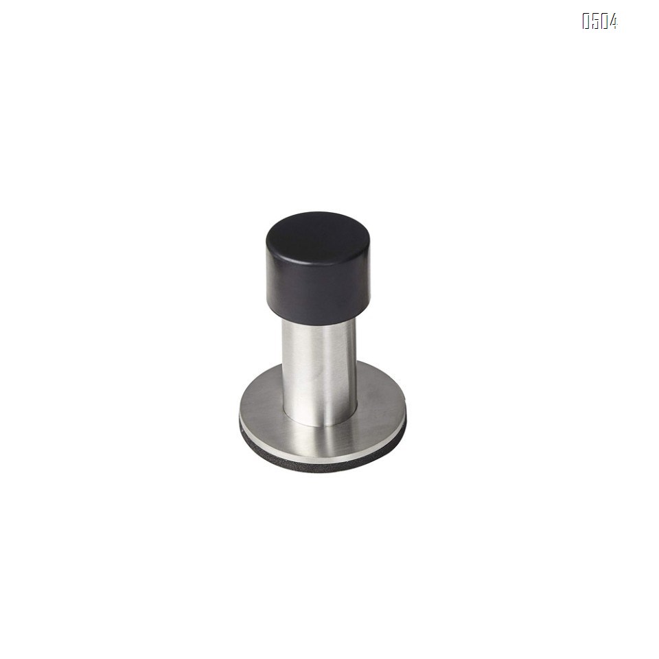 Adhesive Mounted Stainless Steel Door Stop with Sound Dampening Bumper Top for Doors, 6cm