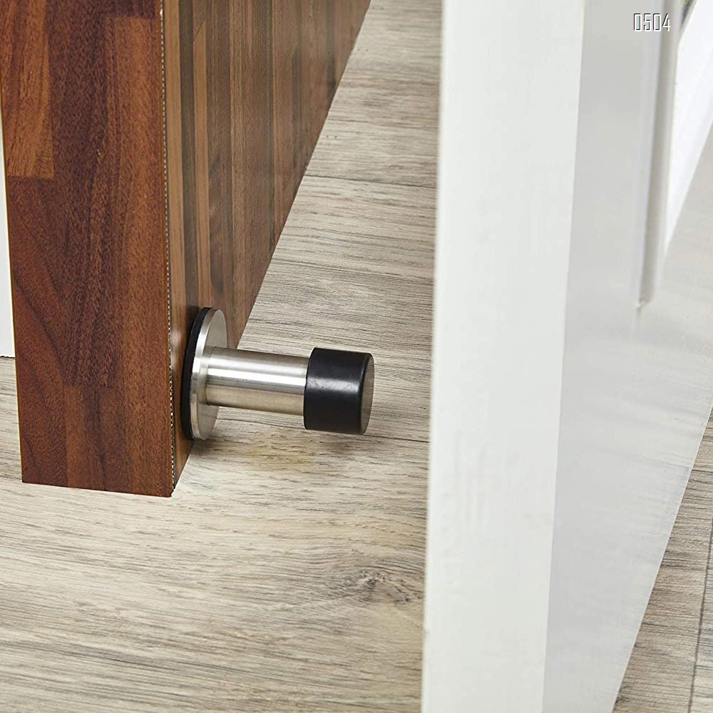 Adhesive Mounted Stainless Steel Door Stop with Sound Dampening Bumper Top for Doors, 6cm