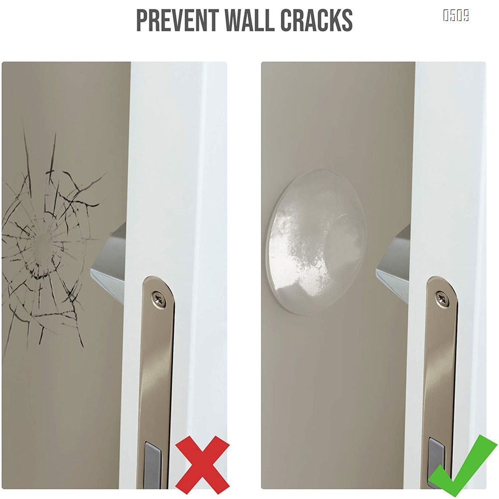 Door Stopper Wall Protector  - Quiet, Shock Absorbent Gel - Adhesive Reusable Bumper Protector, Wall Shield And Silencer for Door Handle - More Discreet Than a Door Knob Safety Cover