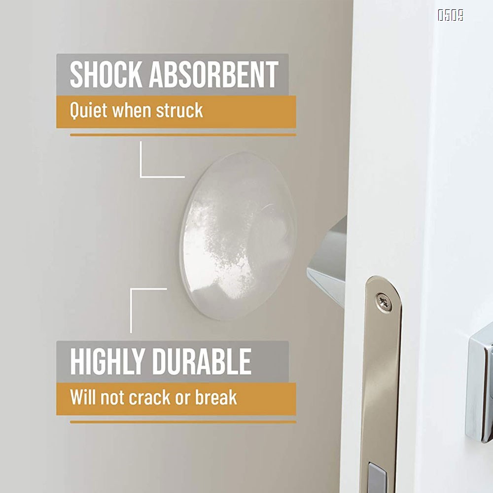 Door Stopper Wall Protector  - Quiet, Shock Absorbent Gel - Adhesive Reusable Bumper Protector, Wall Shield And Silencer for Door Handle - More Discreet Than a Door Knob Safety Cover