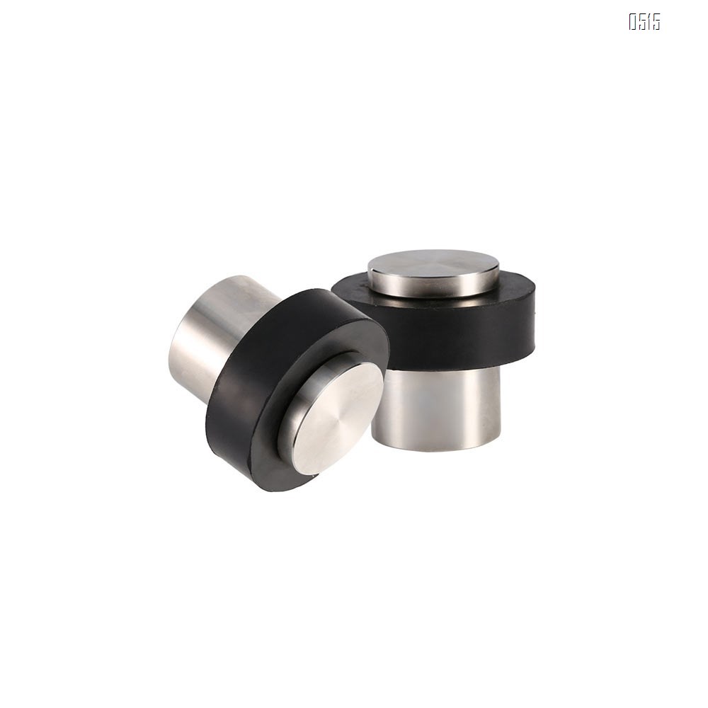 Stainless steel door stopper with black shock-absorbing rubber