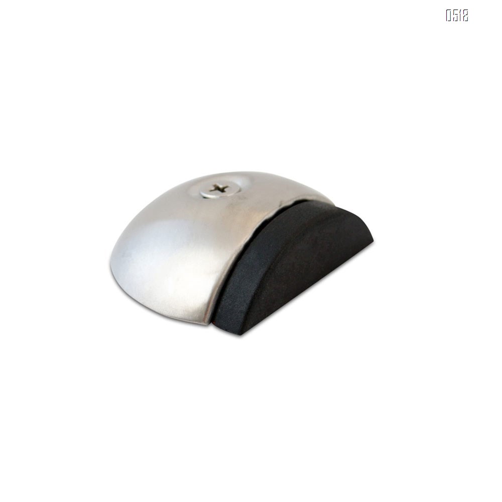 Half Moon Door Stop - Floor Mounted Stainless Steel Doorstop with Rubber Buffer - Door Stopper