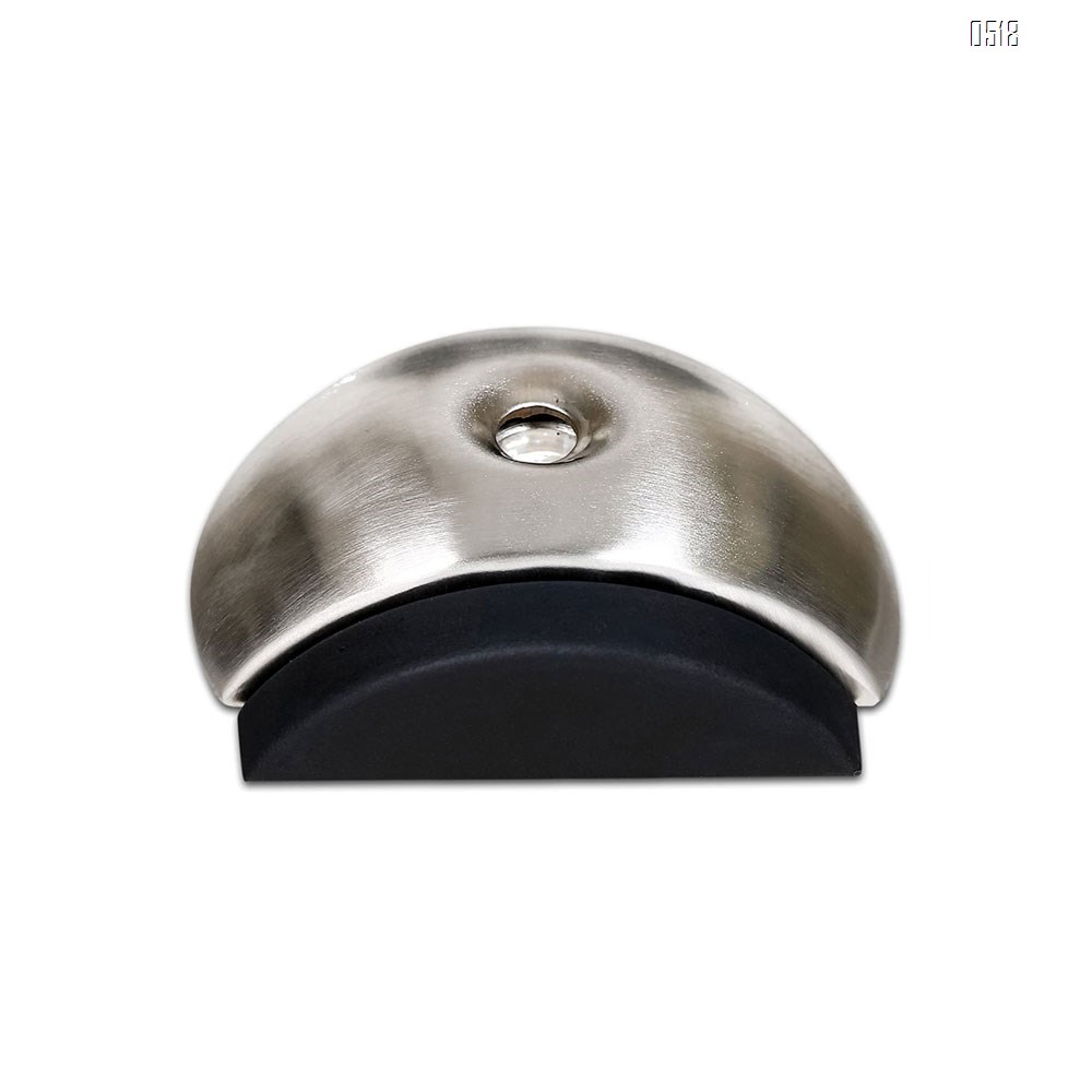 Half Moon Door Stop - Floor Mounted Stainless Steel Doorstop with Rubber Buffer - Door Stopper