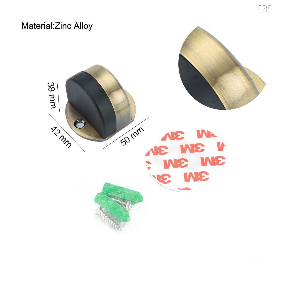 Zinc Alloy Floor Door Stopper, Oval Floor Mounted Half Moon Door Stop with Screws and Glues