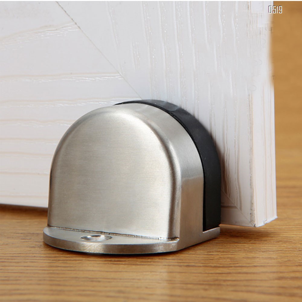 Zinc Alloy Floor Door Stopper, Oval Floor Mounted Half Moon Door Stop with Screws and Glues
