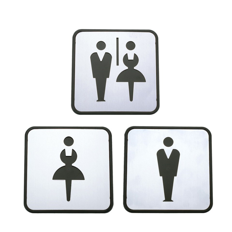 Self Sticker Sign  Restroom,  Bathroom Door Sign for Offices, Businesses,Stainless Steel Plus Plastic bathroom signs
