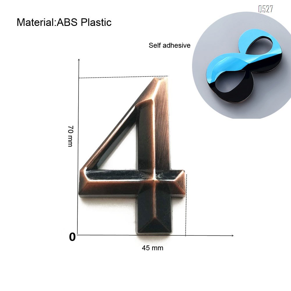 Mailbox Numbers 0-9, 2.7 Inch High, Door Address Numbers Stickers for/Apartment/House Room/Office, Bronze/Silver Plating Process