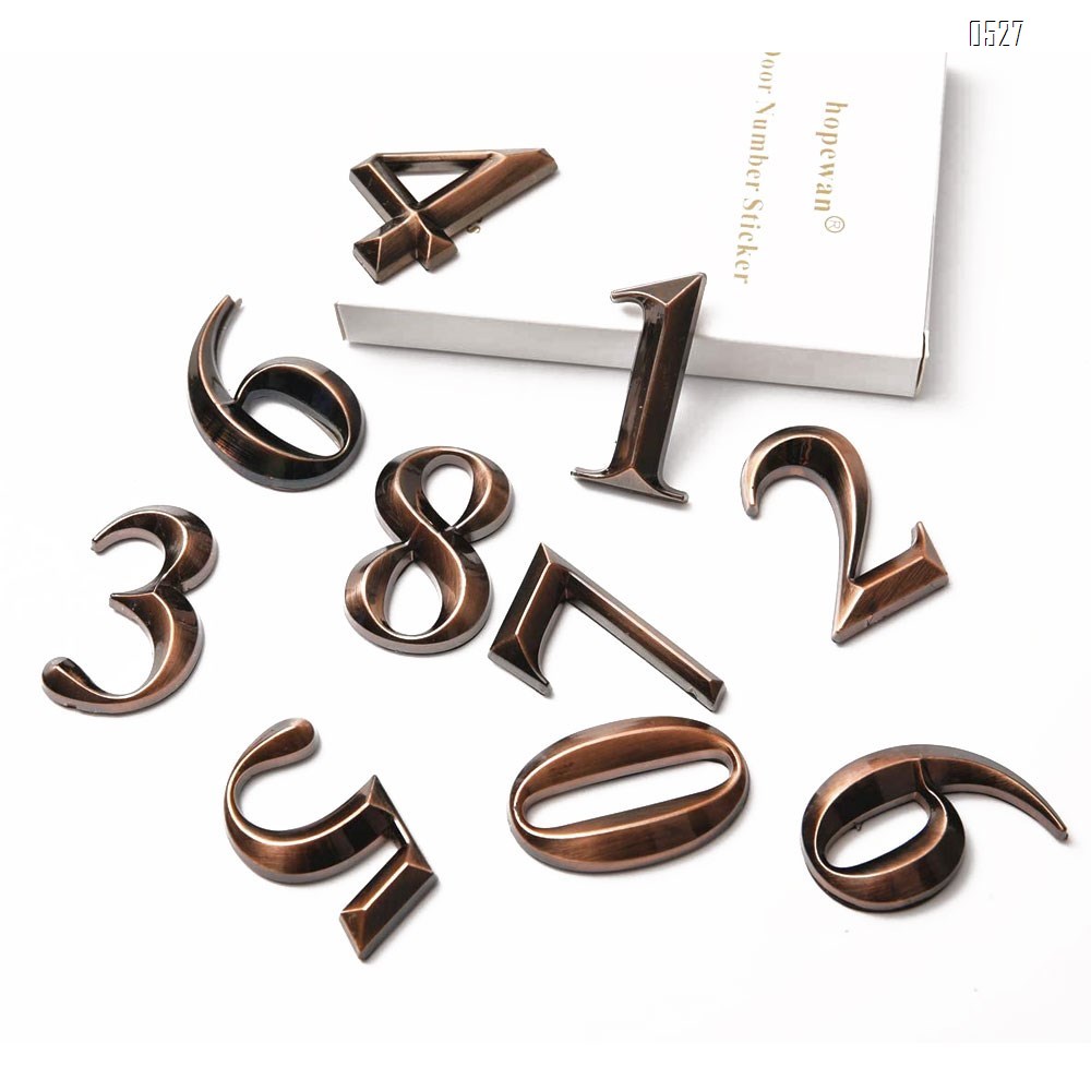 Mailbox Numbers 0-9, 2.7 Inch High, Door Address Numbers Stickers for/Apartment/House Room/Office, Bronze/Silver Plating Process