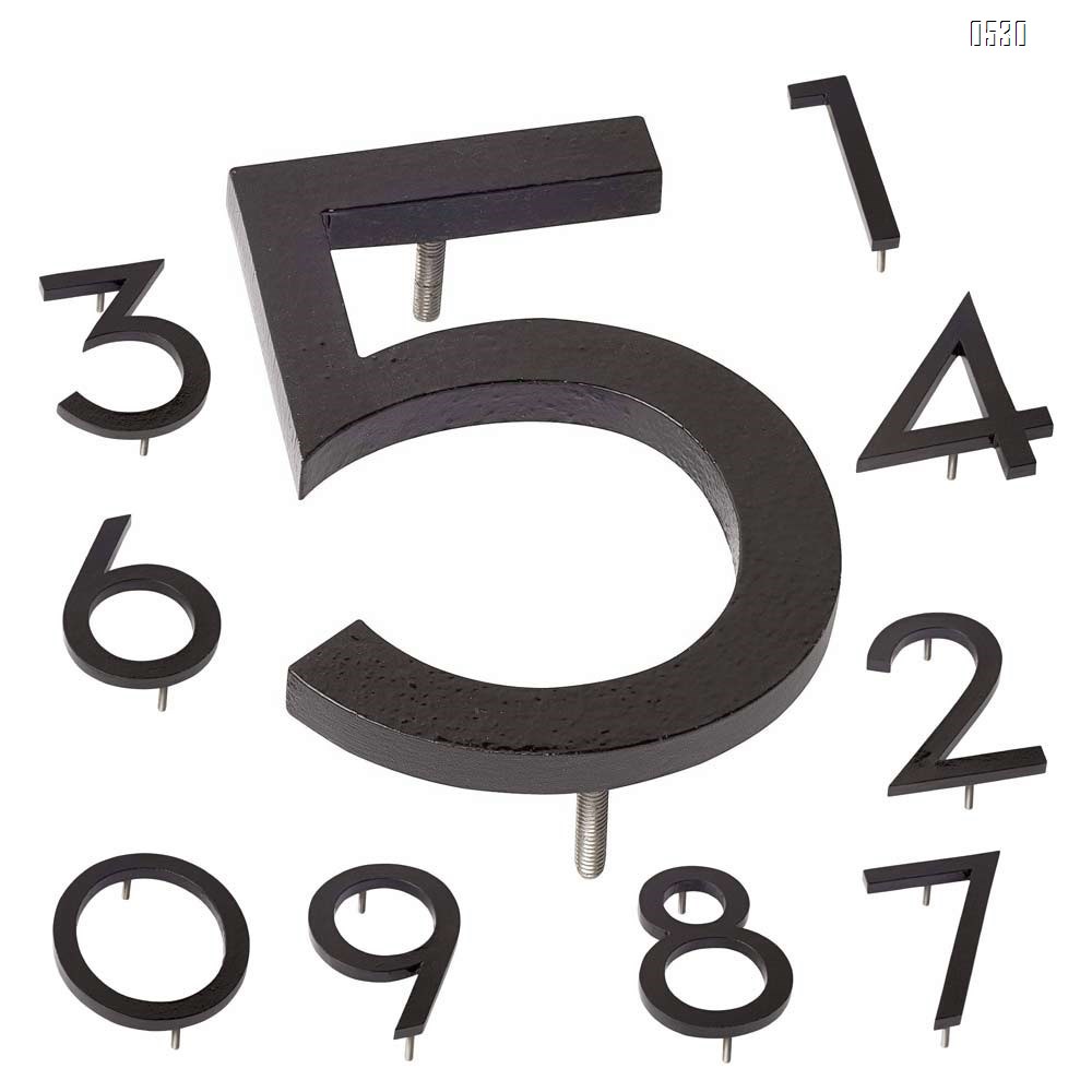6 Inch Montague Metal Products Solid Stainless Steel Modern Floating Address House Numbers, Powder Coated Black