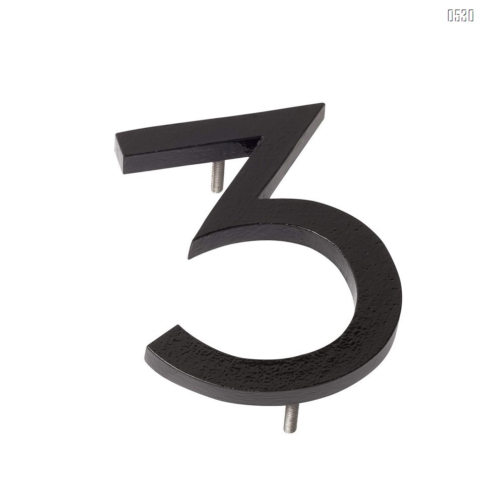 6 Inch Montague Metal Products Solid Stainless Steel Modern Floating Address House Numbers, Powder Coated Black