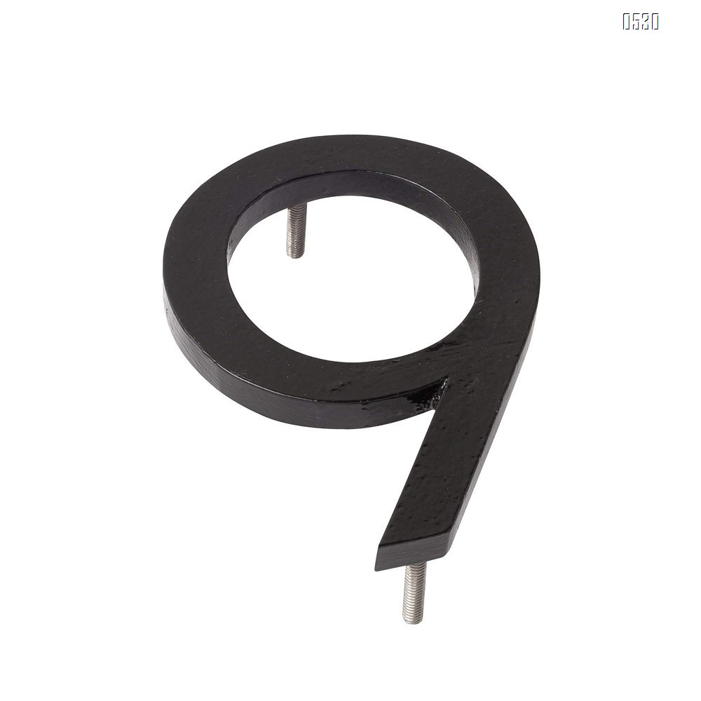 6 Inch Montague Metal Products Solid Stainless Steel Modern Floating Address House Numbers, Powder Coated Black
