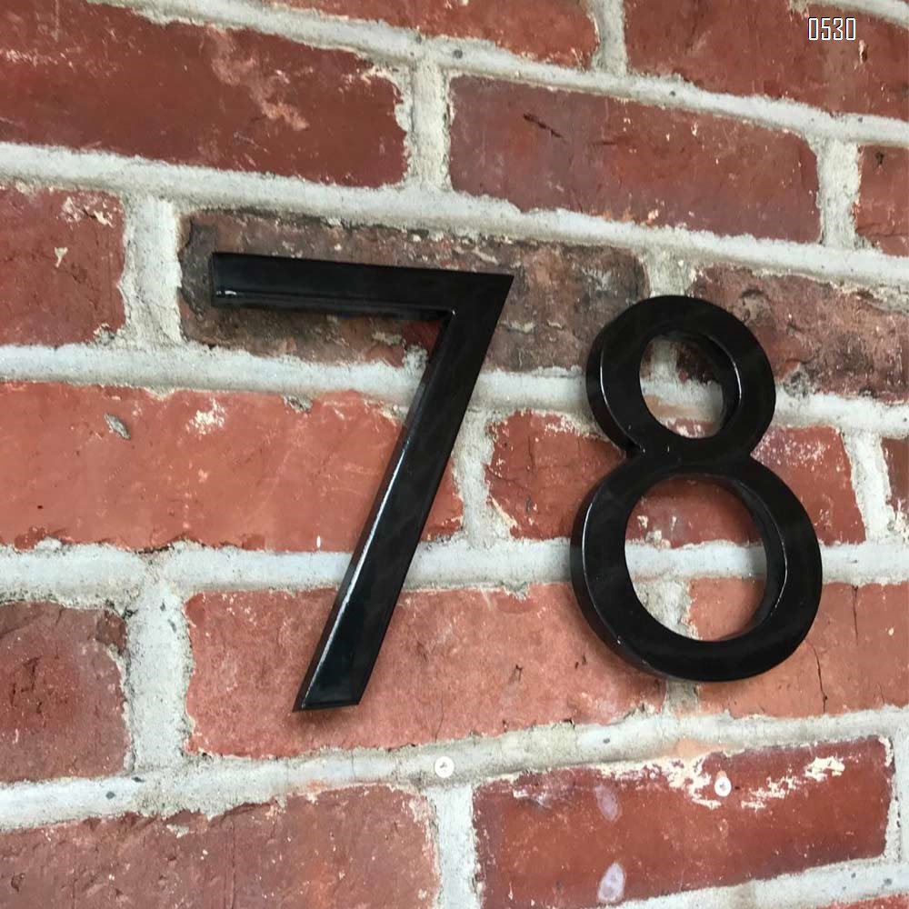 6 Inch Montague Metal Products Solid Stainless Steel Modern Floating Address House Numbers, Powder Coated Black