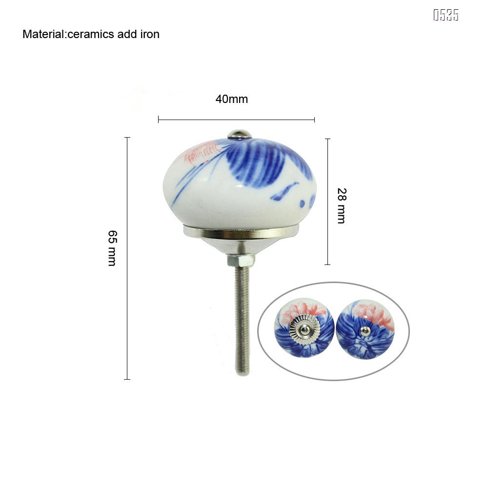 Knobs Blue Cream Rare Hand Painted Ceramic Knobs Cabinet Drawer Pull Pulls