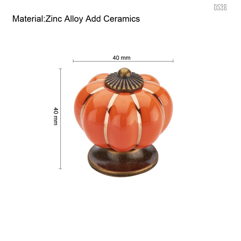 Vintage Ceramic Pumpkin Door Knobs  Kitchen Cabinet Drawer Dresser Cupboard Pull Handle Knob