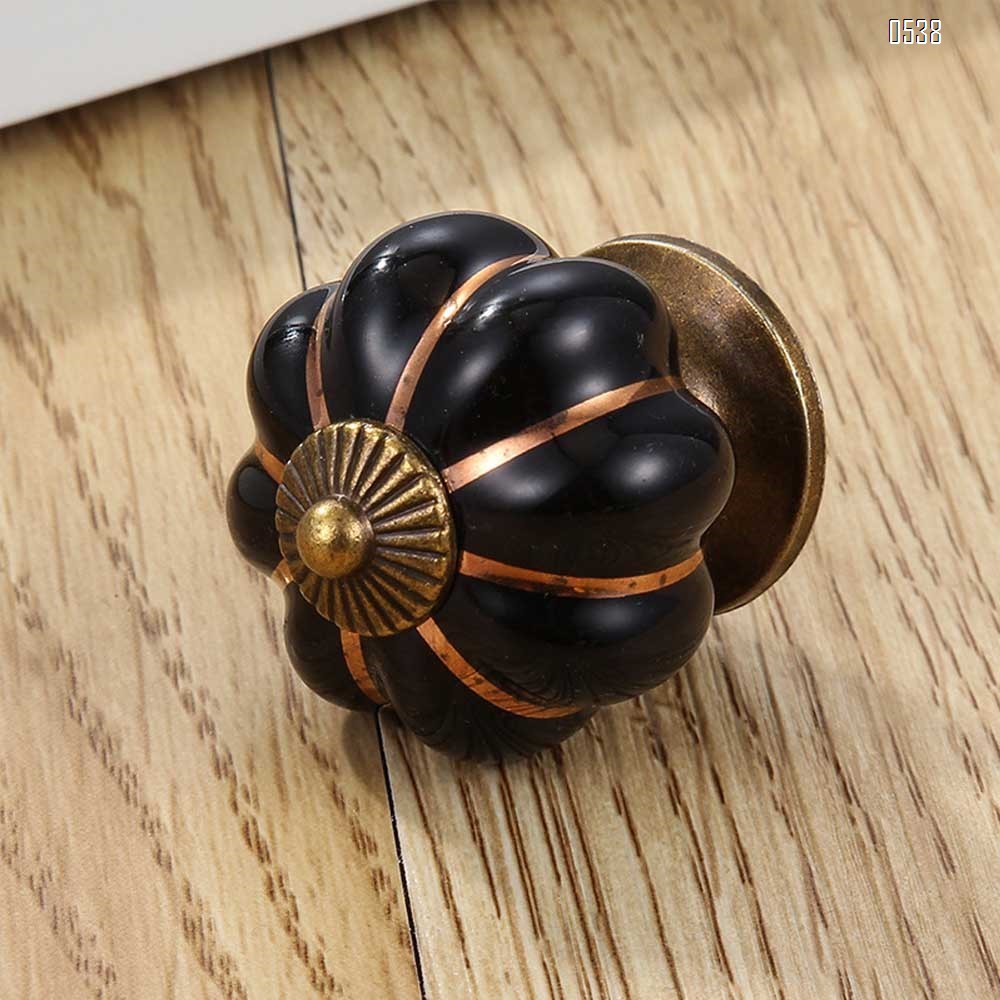 Vintage Ceramic Pumpkin Door Knobs  Kitchen Cabinet Drawer Dresser Cupboard Pull Handle Knob