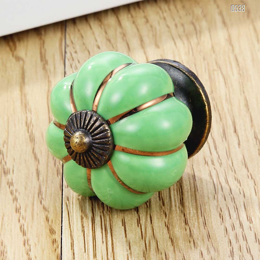 Vintage Ceramic Pumpkin Door Knobs  Kitchen Cabinet Drawer Dresser Cupboard Pull Handle Knob