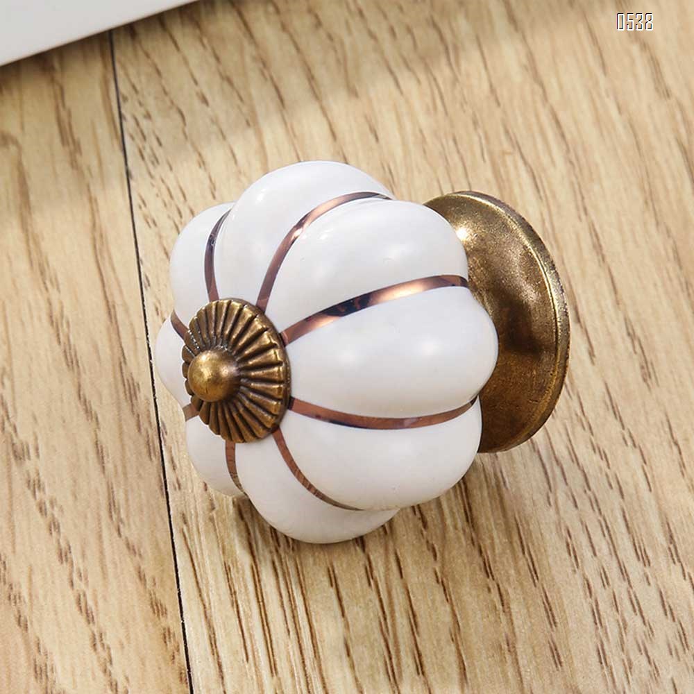 Vintage Ceramic Pumpkin Door Knobs  Kitchen Cabinet Drawer Dresser Cupboard Pull Handle Knob