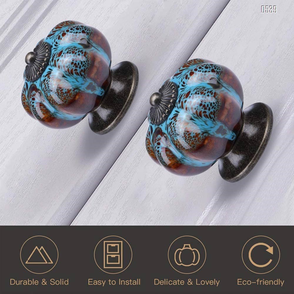 Ceramic Glazed Pumpkin Knobs Classy Vintage Cabinet Door Pull Handle
