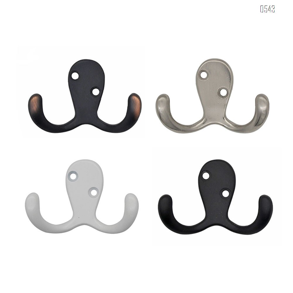 Double Robe Hook heavy duty Coat Hooks Wall Mounted for Hat hardware Dual Prong Retro Coat Hanger with 2 Screws
