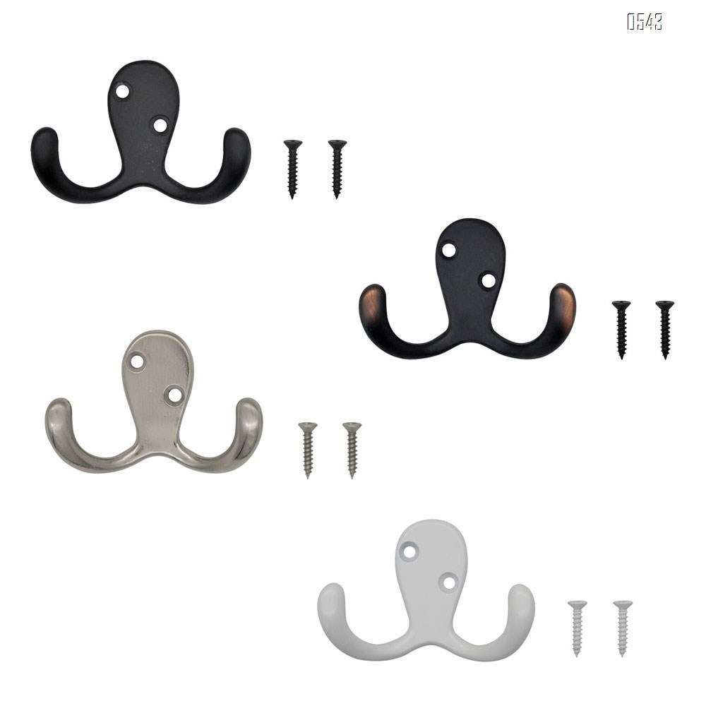 Double Robe Hook heavy duty Coat Hooks Wall Mounted for Hat hardware Dual Prong Retro Coat Hanger with 2 Screws