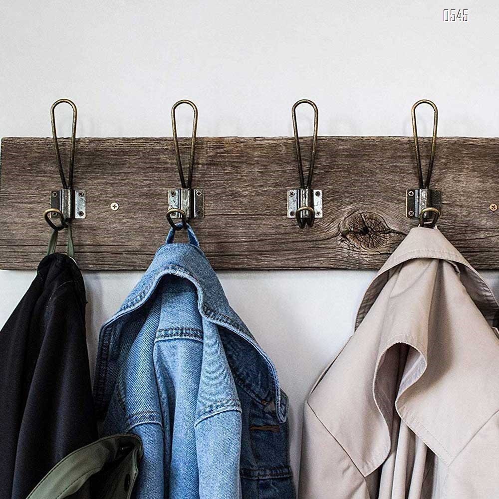 Rustic Entryway Hooks Wall Mounted Vintage Double Coat Hangers with Large Metal Screws Included