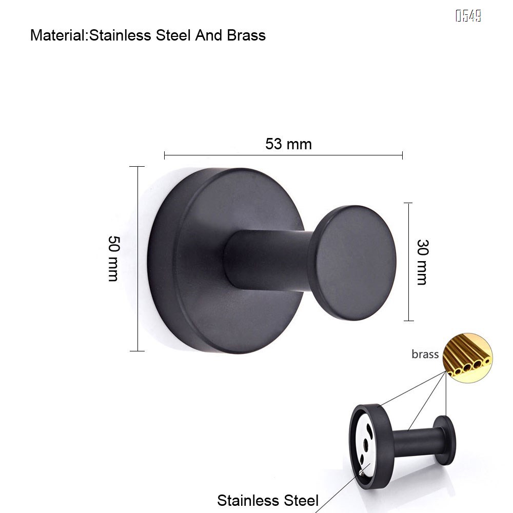 Classic Black Stainless Steel And Brass Single Super Heavy Duty Wall Mount Hook, Bath Towel Hooks, Coat Hanger
