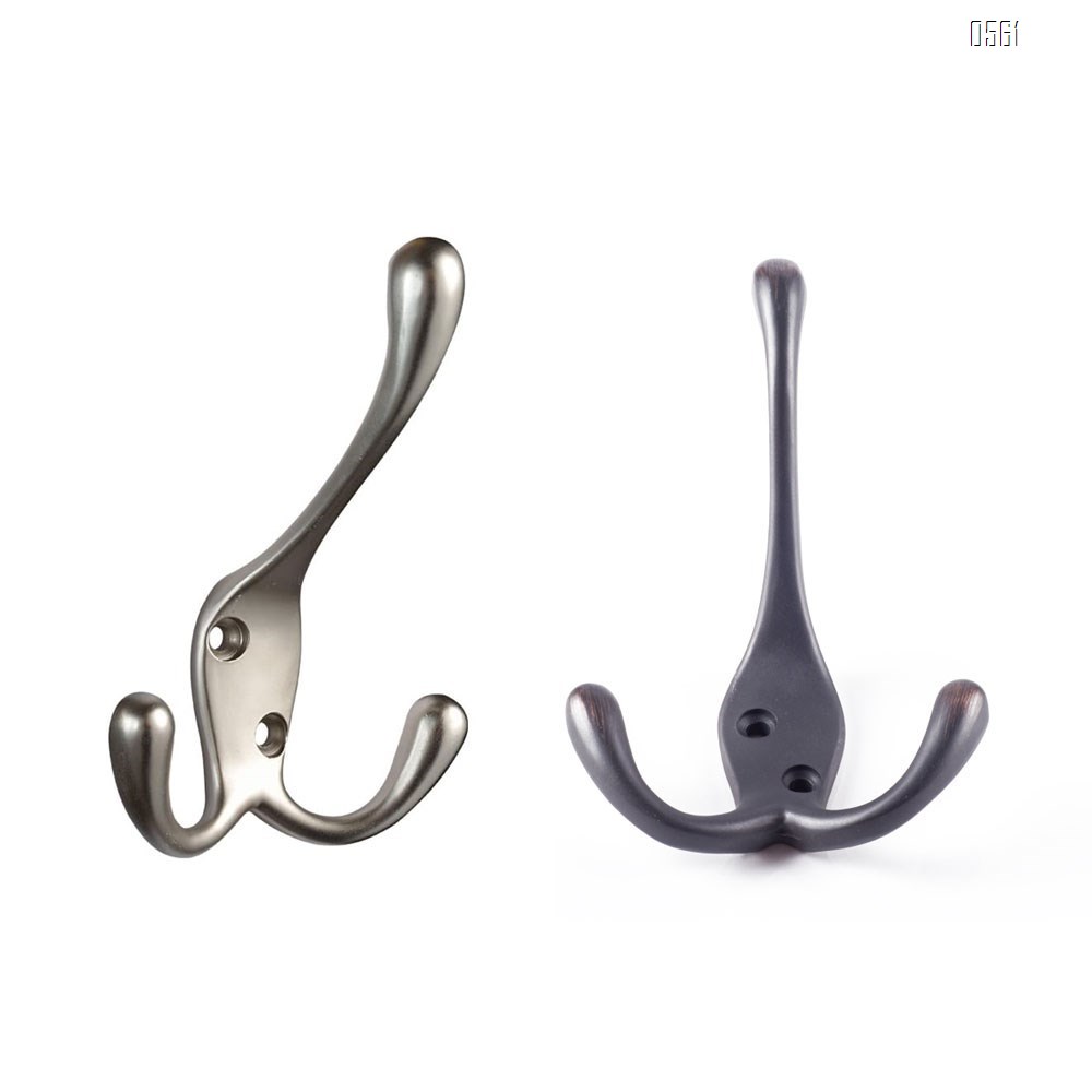 Zinc Alloy Hook With Three Prongs Ambipolar TriLeg Hook, Heavy Duty Big Triple Leg/Double Coat Hooks Base. Entryway Coat Hooks, Scarf and Jacket Hangers