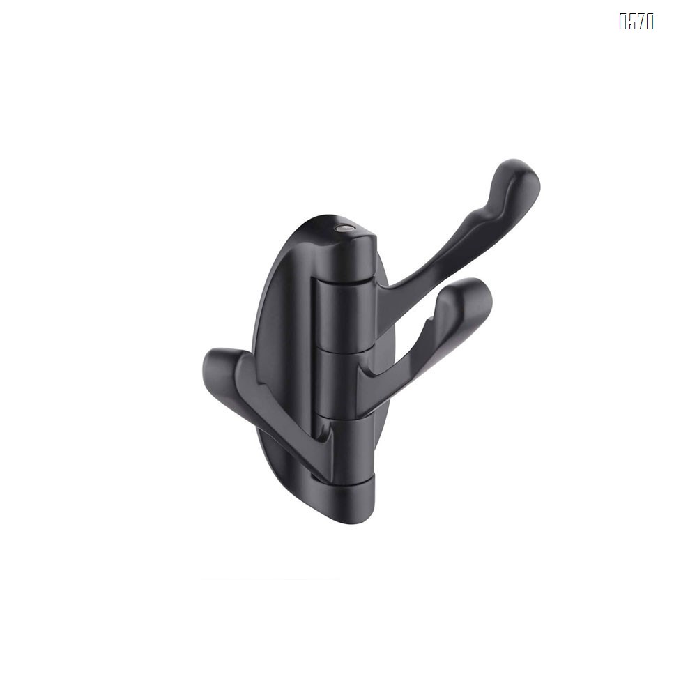 Swivel Hooks Solid Metal Foldable Towel Hooks with Multi Three Rotating Arms Swing Arm Triple Robe Hook Hanger, Wall Mounted, Matte Black