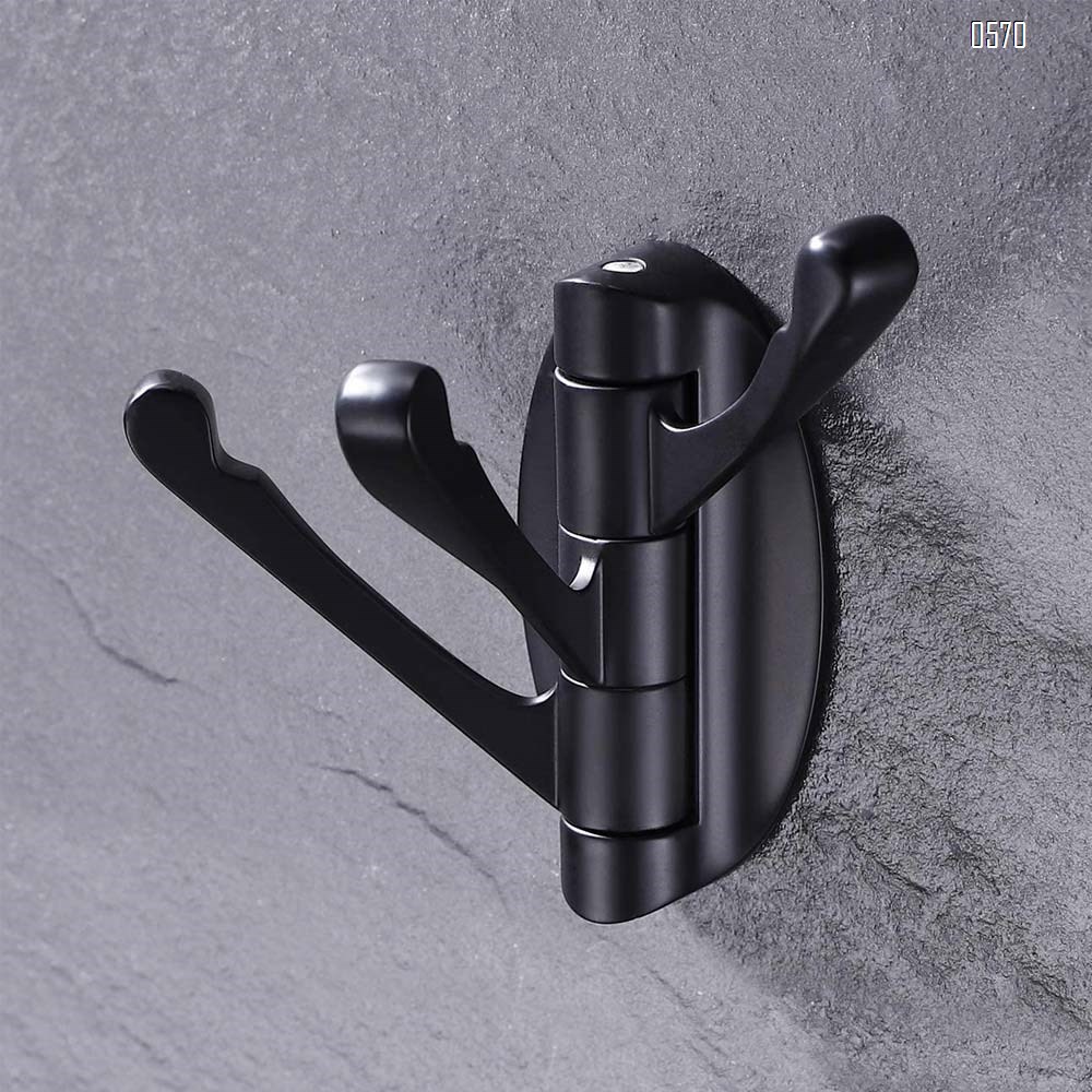 Swivel Hooks Solid Metal Foldable Towel Hooks with Multi Three Rotating Arms Swing Arm Triple Robe Hook Hanger, Wall Mounted, Matte Black