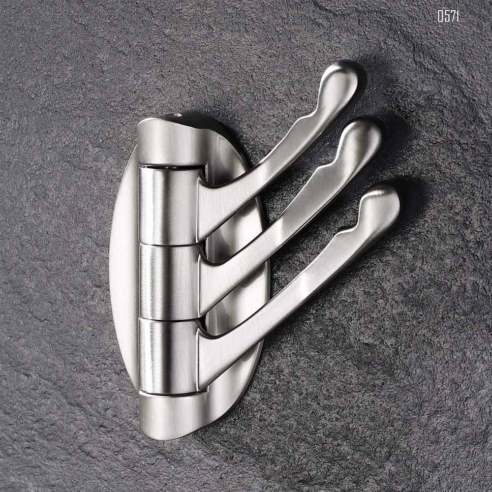Swivel Hooks Solid Metal Foldable Towel Hooks with Multi Three Rotating Arms Swing Arm Triple Robe Hook Hanger, Wall Mounted, Brushed Nickel