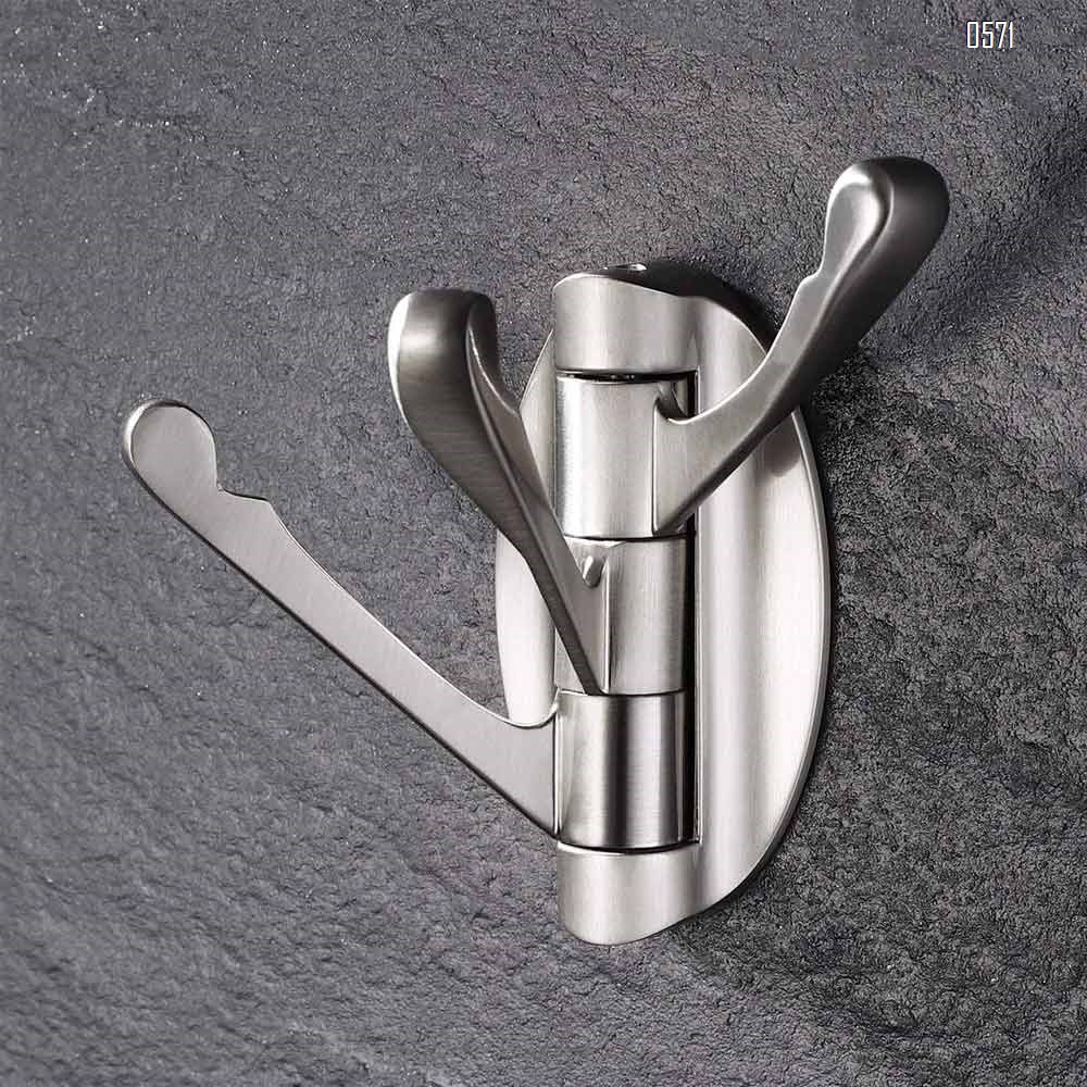 Swivel Hooks Solid Metal Foldable Towel Hooks with Multi Three Rotating Arms Swing Arm Triple Robe Hook Hanger, Wall Mounted, Brushed Nickel