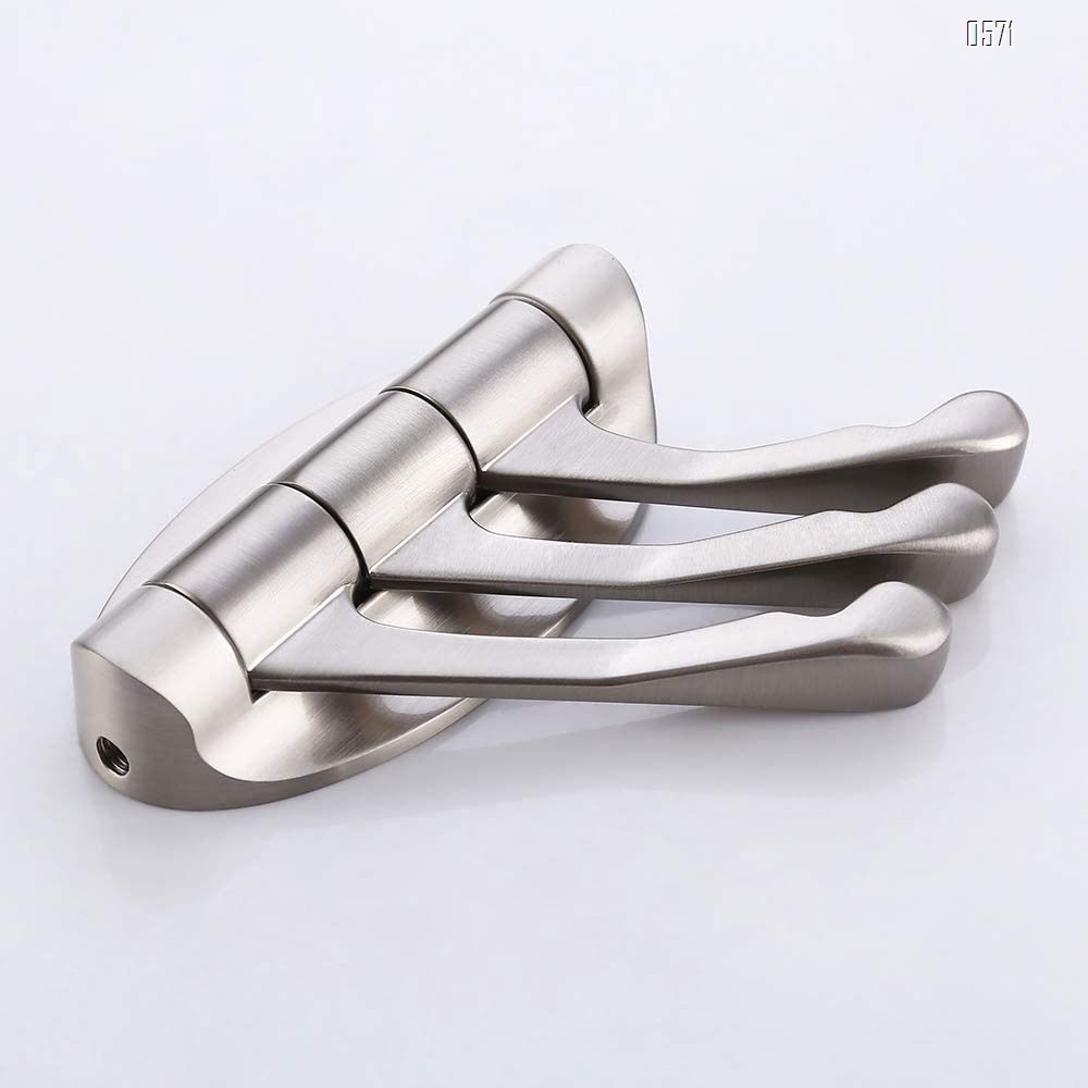 Swivel Hooks Solid Metal Foldable Towel Hooks with Multi Three Rotating Arms Swing Arm Triple Robe Hook Hanger, Wall Mounted, Brushed Nickel
