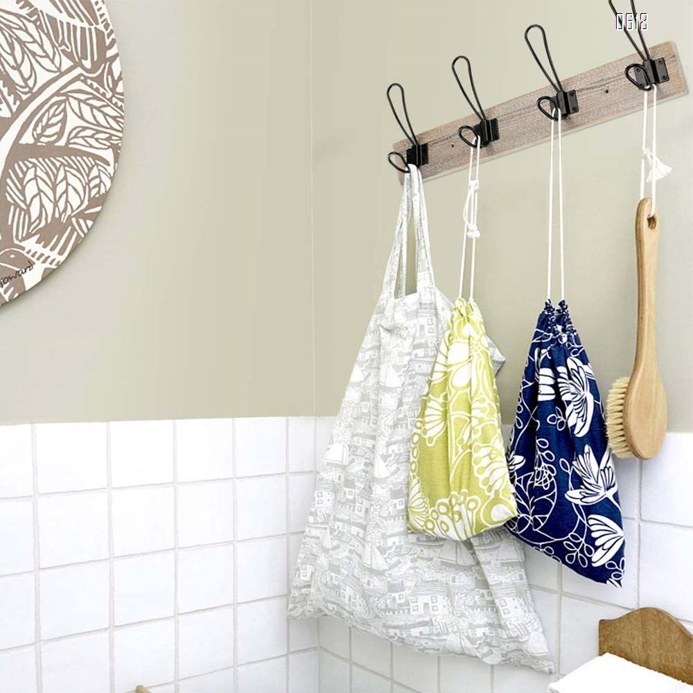 4 Hooks Wall Mounted Coat Rack,Wooden Entryway Vintage Rustic Coat Rack Hat Hanger Rack 4-Hook Rail for The Entryway, Bathroom, Bedroom , Kitchen, Mudroom Solid Wood