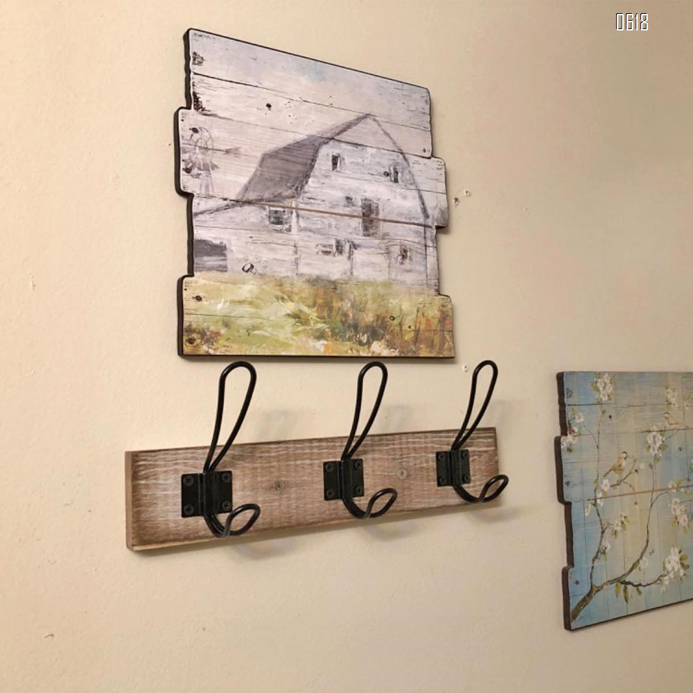4 Hooks Wall Mounted Coat Rack,Wooden Entryway Vintage Rustic Coat Rack Hat Hanger Rack 4-Hook Rail for The Entryway, Bathroom, Bedroom , Kitchen, Mudroom Solid Wood