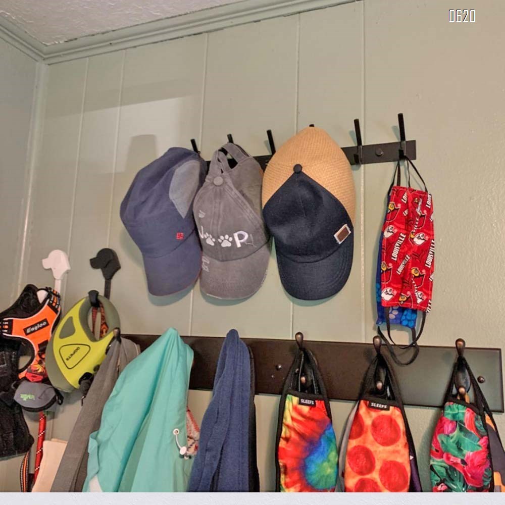Coat Rack Wall Mounted,6 Hooks Coat Hooks for Hanging Coats,Heavy Duty Metal Hook Rack Rail with 6 Double Dual Hooks Coat Hanger Wall Mount