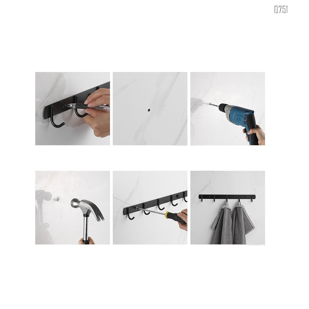 Black Coat Hooks Wall Mounted Heavy Duty Wall Coat Rack for Hanging