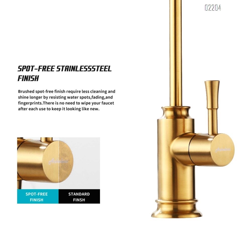 Brushed Gold Kitchen Water Filter Faucet,Stainless Steel Lead-Free Drinking Water Faucet Fits Reverse Osmosis Units or Filtration System in Non-Air Gap