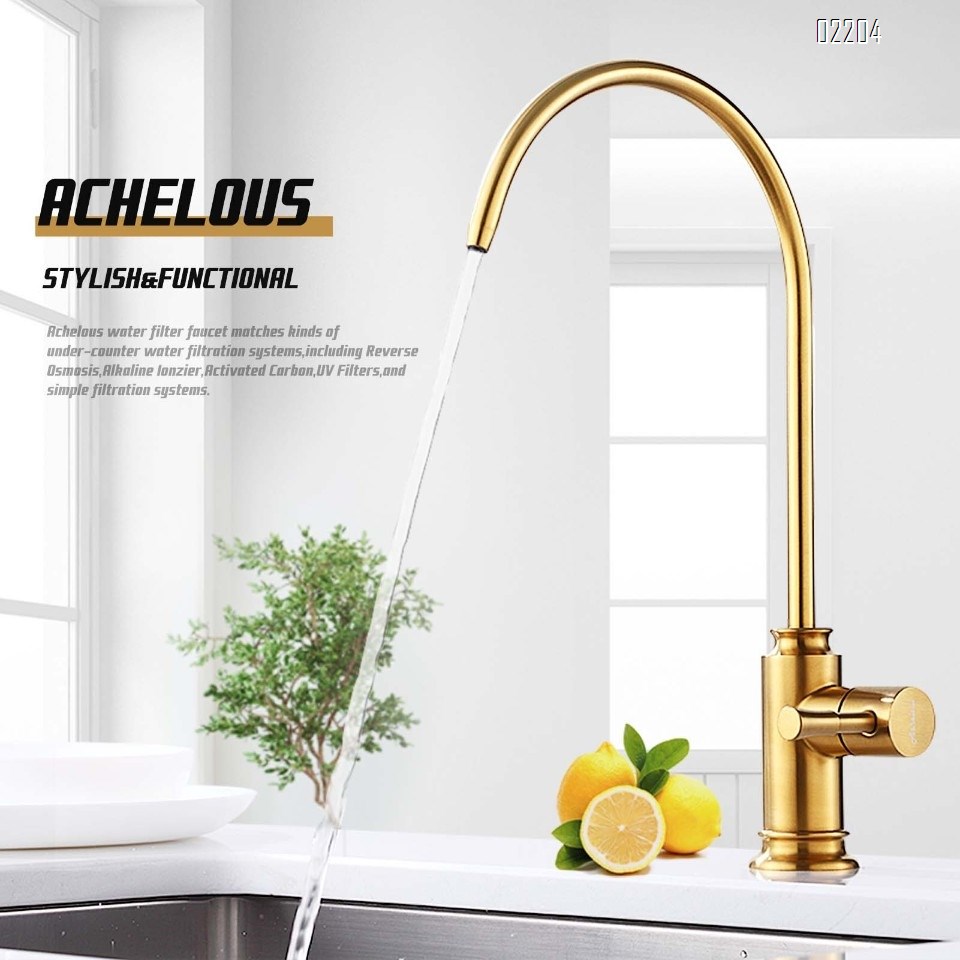Brushed Gold Kitchen Water Filter Faucet,Stainless Steel Lead-Free Drinking Water Faucet Fits Reverse Osmosis Units or Filtration System in Non-Air Gap
