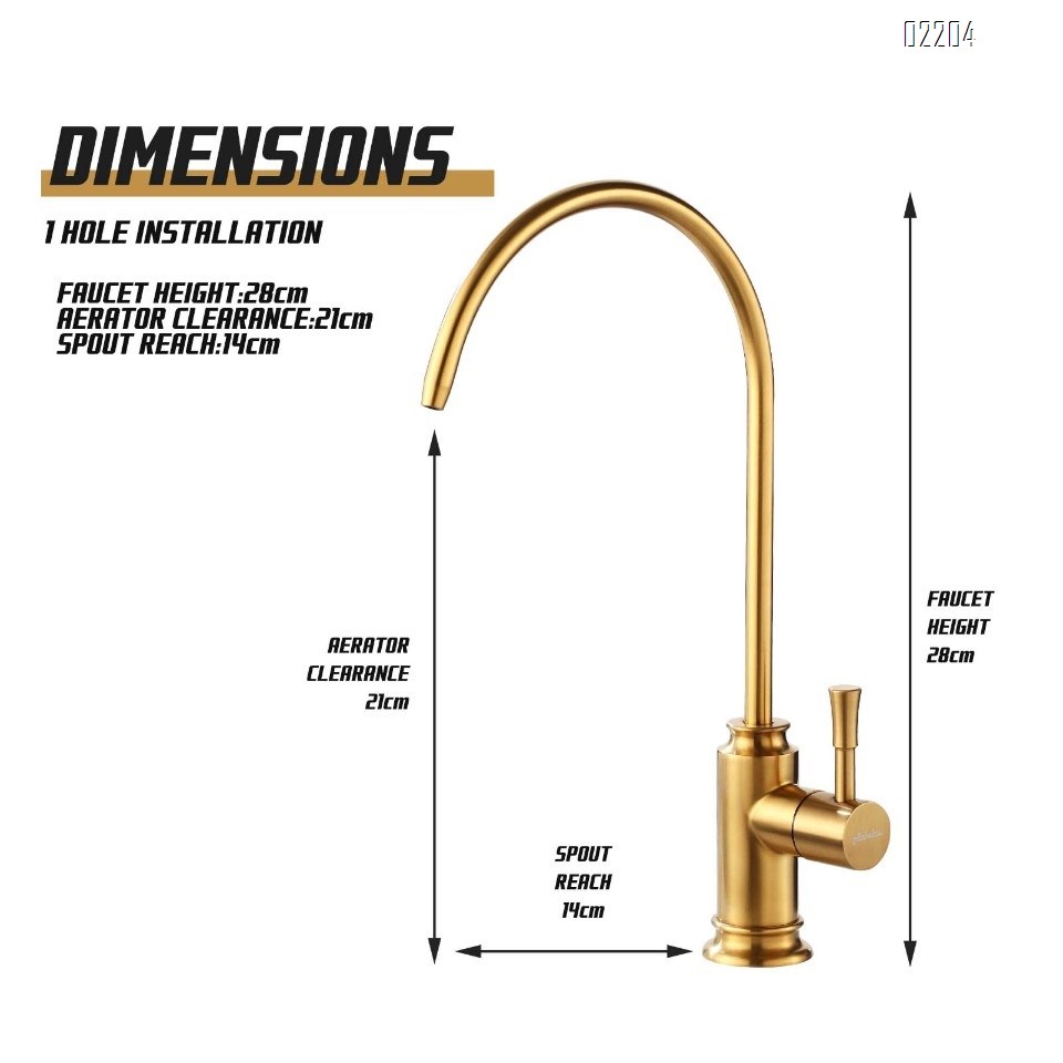 Brushed Gold Kitchen Water Filter Faucet,Stainless Steel Lead-Free Drinking Water Faucet Fits Reverse Osmosis Units or Filtration System in Non-Air Gap